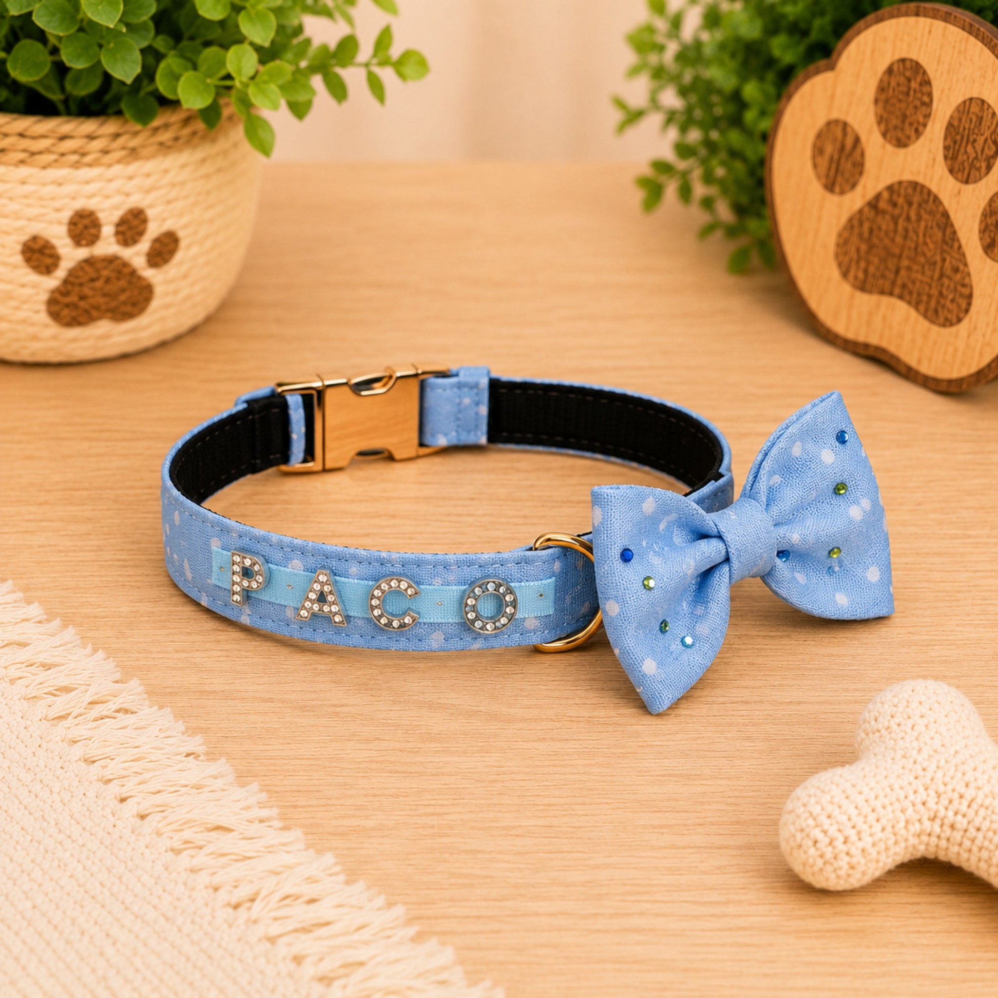 Set Collare e Guinzaglio Personalizzato con Fiocco e Charm